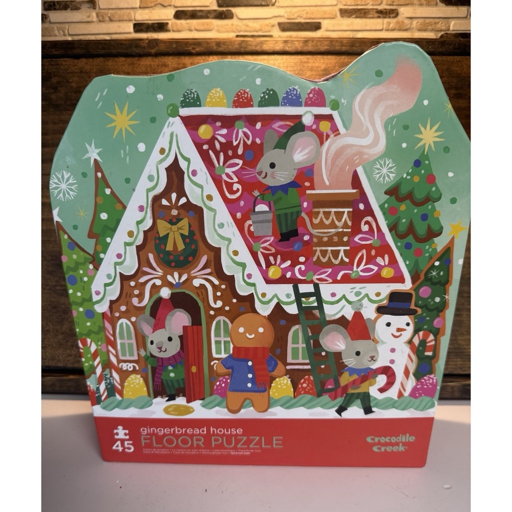 NEW Crocodile Creek Gingerbread House Christmas Floor Puzzle 45 Pc 16x20 Sealed